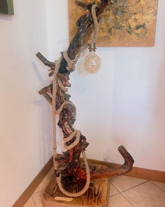 Lampada artigianale legno di ginepro
