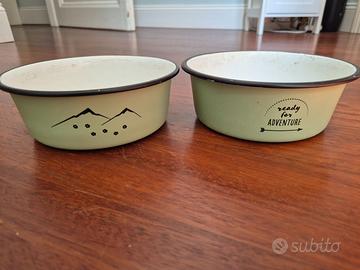 Due ciotole smaltate acciaio gatti o cani