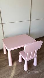 Tavolo e sedia Ikea rosa