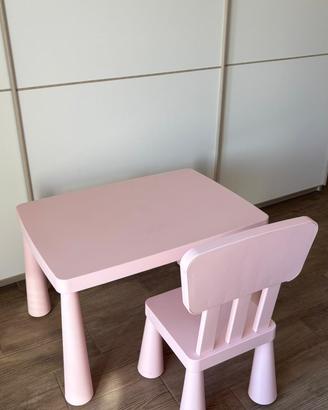 Tavolo e sedia Ikea rosa