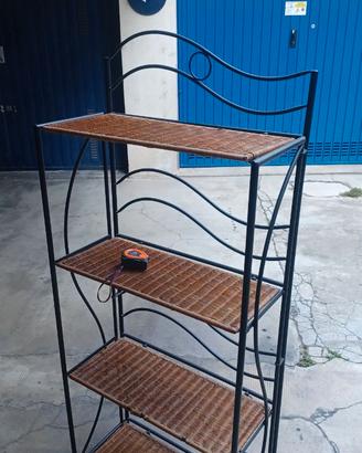 Scaffale in Ferro battuto e Rattan