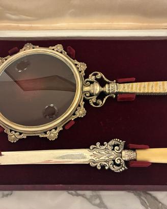 Antico Set Vittoriano 1892 Lente e Tagliacarte