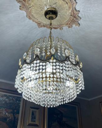 Lampadario in ottone e swarovski