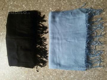 Pashmina sciarpa unisex foulard nera , celeste