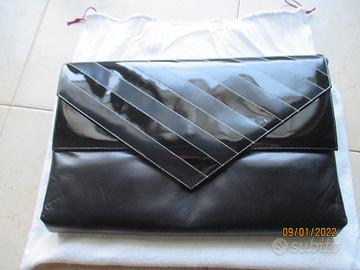 Borsa tracolla vitello nero/vernice Italo Colombo