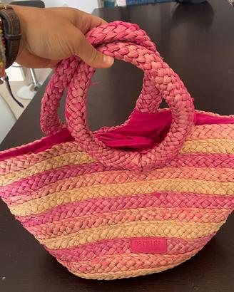 Borsa in paglia rosa