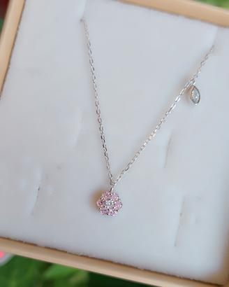 Collana in argento 925 fiore rosa