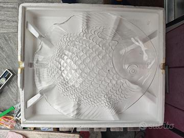 Piatto Pesce Grande Vetro Fantasia Kraft Vintage A