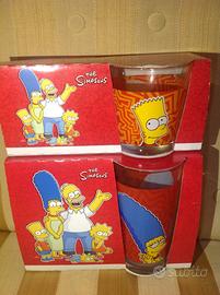 Simpsons Bart/Marge bicchieri nuovi in vetro