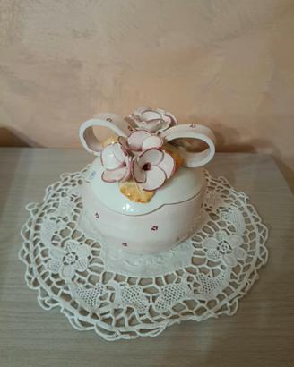Vecchio cofanetto in ceramica marchio Capodimonte.