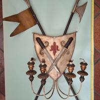 Decorazione da parete stile medievale  scudo spade