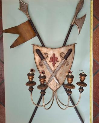 Decorazione da parete stile medievale  scudo spade