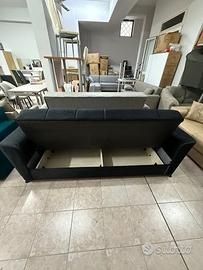 Divano duca nero con cassettone con fuzione letto