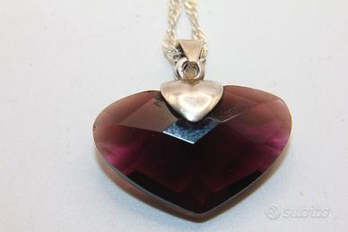 Splendido cuore ciondolo pietra e argento