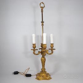 Antica lampada da tavolo bouillotte in bronzo