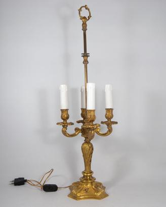 Antica lampada da tavolo bouillotte in bronzo