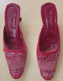 Kalliste mules rosse con paillettes 