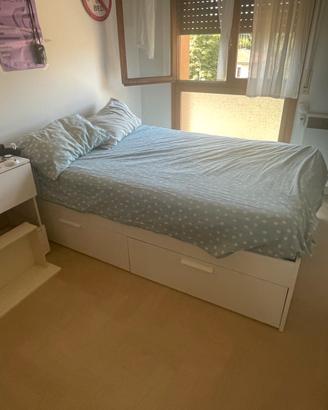 Letto francese con cassettoni e materasso barone