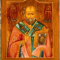 Antica icona russa "San Nicola Taumaturga"