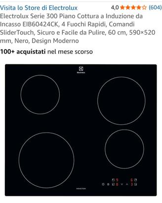 Piano cottura ad induzione Electrolux da 4 fuochi