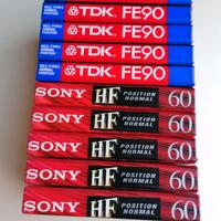 10 cassette audio (5 Sony HF60 + 5 TDK FE90)