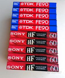 10 cassette audio (5 Sony HF60 + 5 TDK FE90)