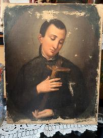 Antico olio su tela San Luigi Gonzaga