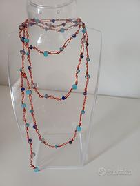 Collana artigianale blu/azzurro