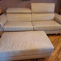 Divano letto e pouf in pelle