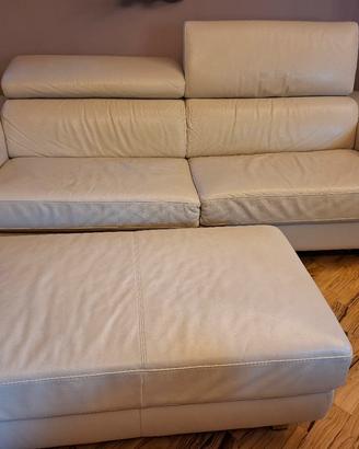 Divano letto e pouf in pelle