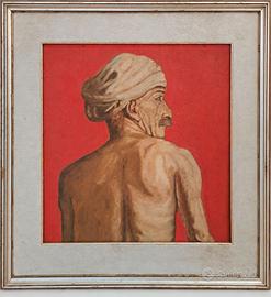 Olio su tela uomo con turbante