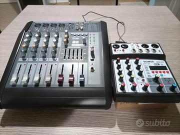 2 mixer audio uno passivo ed uno attivo 300 vatt