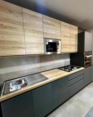 Cucina Wood&Gray 360cm 5 elettrodomestici