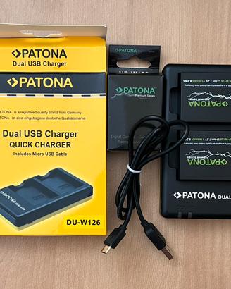 2 batterie più caricabatteria patona per fuji