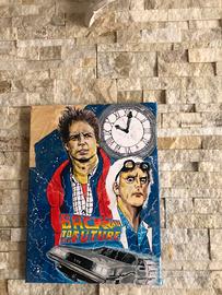 QUADRO DIPINTO TELA''RITORNO AL FUTURO '' firmato