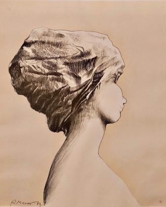 Augusto Murer - Donna di profilo - fotolitografia