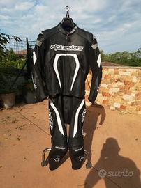 tuta moto 46 alpinestars divisibile pelle