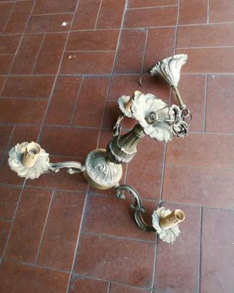 Lampadario a 3 bracci in ottone