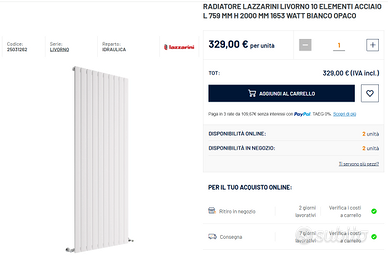 Radiatore acciaio 10 elementi - Nuovo -