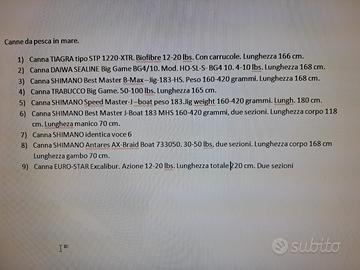 Canne da pesca per traina costiera e drifting