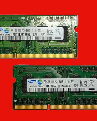 RAM DDR3 SO-DIMM 1GB + 2GB Samsung PC3-8500
