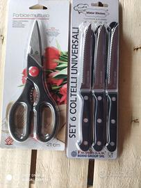 Forbici da cucina + 6 coltelli da tavolo.