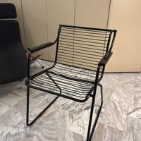 Poltroncina in acciaio tubolare cidue anni 70 nera