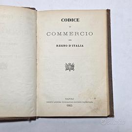 Libro Antico 1865 Codice Di Commercio Regno Italia
