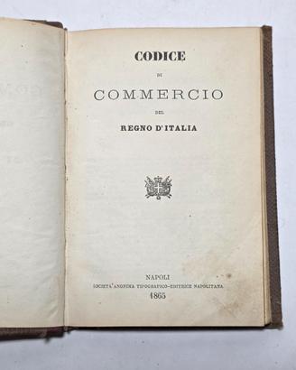 Libro Antico 1865 Codice Di Commercio Regno Italia