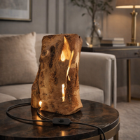 Lampada artigianale in legno di ulivo