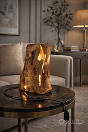 Lampada artigianale in legno di ulivo