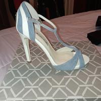 Sandali con tacco Kocca panna e azzurro 