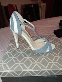 Sandali con tacco Kocca panna e azzurro 