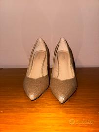 Scarpe glitter oro numero 40 con tacco